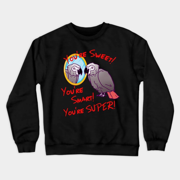 Daily Attitude Affirmations African Grey Parrot Image Crewneck Sweatshirt by Einstein Parrot